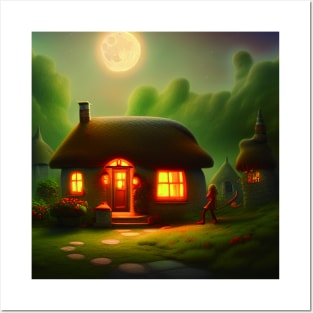 Fantasy House In a Greenery Scene, Fantasy Cottagecore artwork Posters and Art